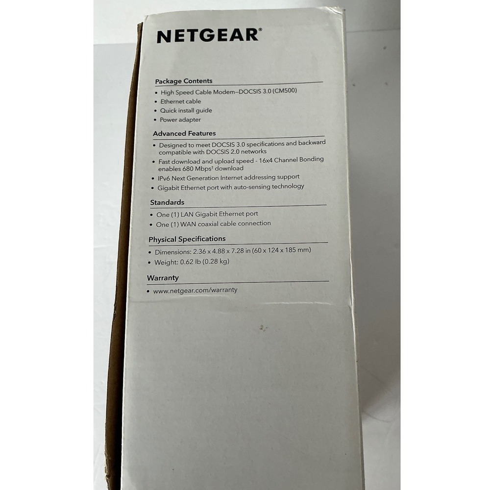 Netgear Cable Modem CM500 DOCSIS 3.0 16x4 High Speed Black Networking - Picture 5 of 13